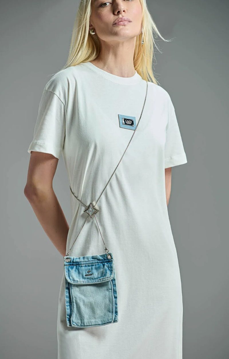 VESTIDO  MANGA ABERTURA LATERAL CON BOLSO DENIM