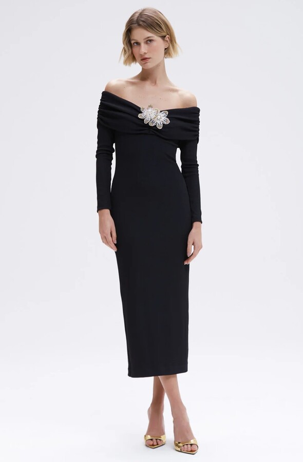 VESTIDO MIDI DE MALLA MERIAN NEGRO