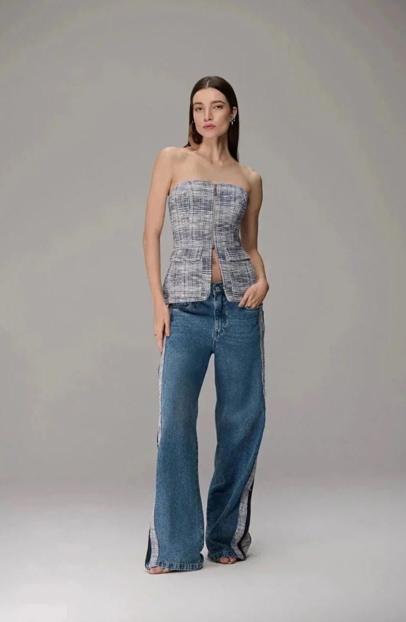 CALCA JEANS MIX TEXTURE
