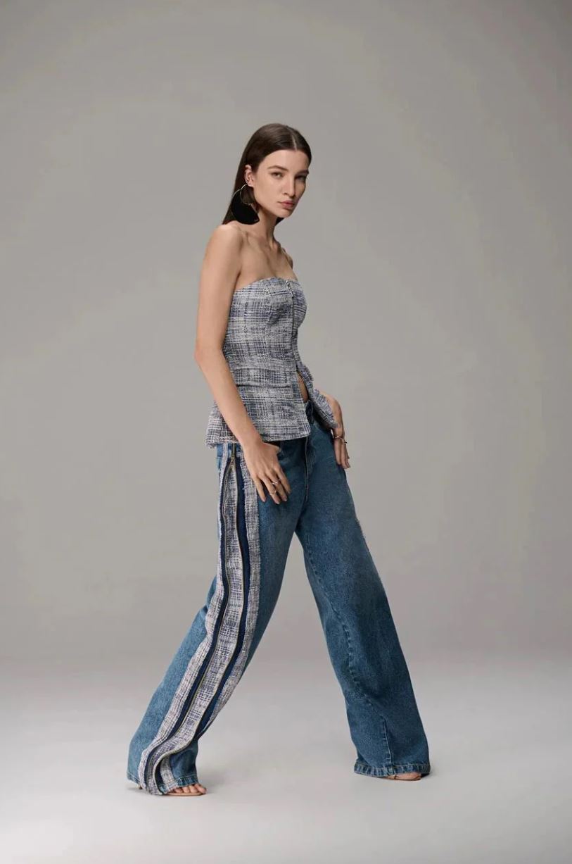 CALCA JEANS MIX TEXTURE - Imagen 3