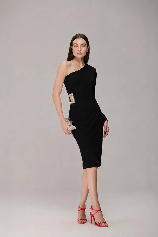 VESTIDO MIDI CRYSTAL SQUARE BORDADO